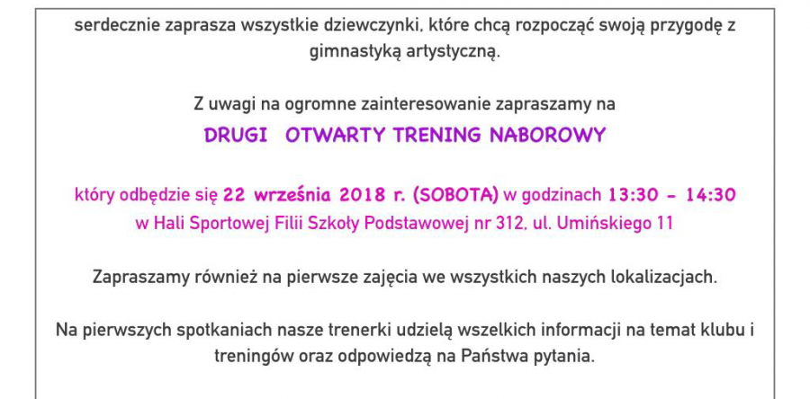DRUGI OTWARTY TRENING NABOROWY 22.09.2018 r.